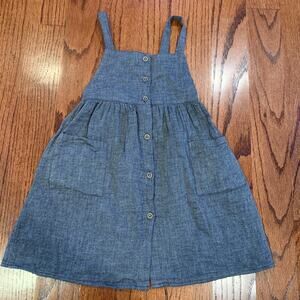 Buho 'Laura' Cotton Jumper Button Front Dress | Chambray Blue | 3Y